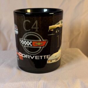 Vintage 1983-1996 GM Chevrolet Corvette Black Coffee Mug. Collectible. C-4.